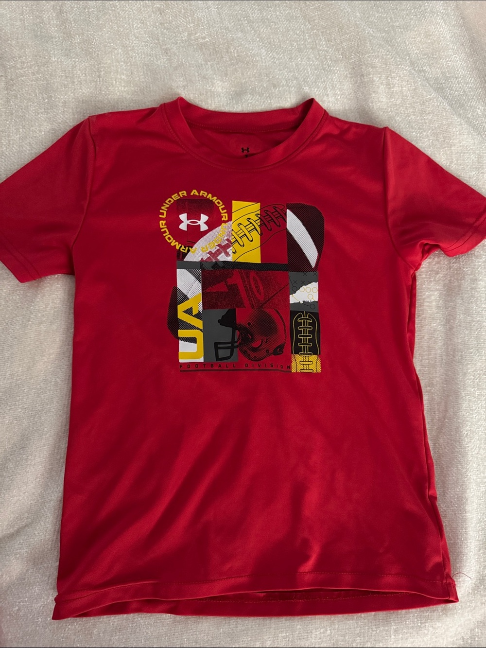 Boys Under Armour Red Short Sleeve Football Graphic Tee